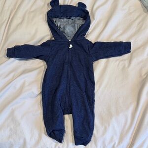 Navy Blue Hooded Kids One Piece